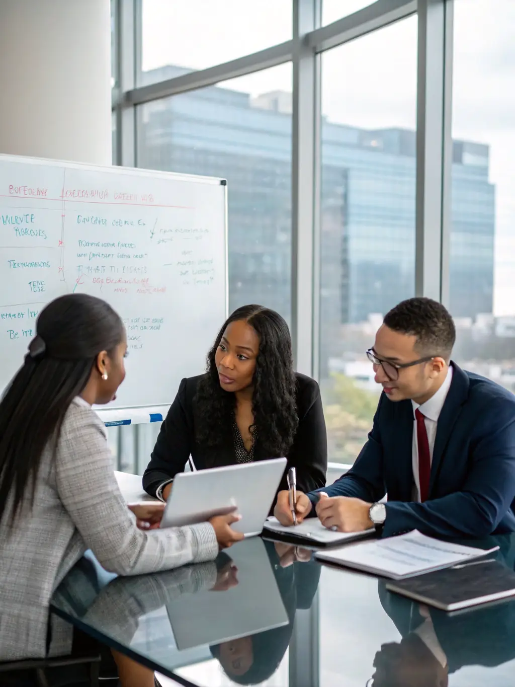 A diverse team of financial advisors collaborating on investment strategies for a startup, using charts and data analysis tools.